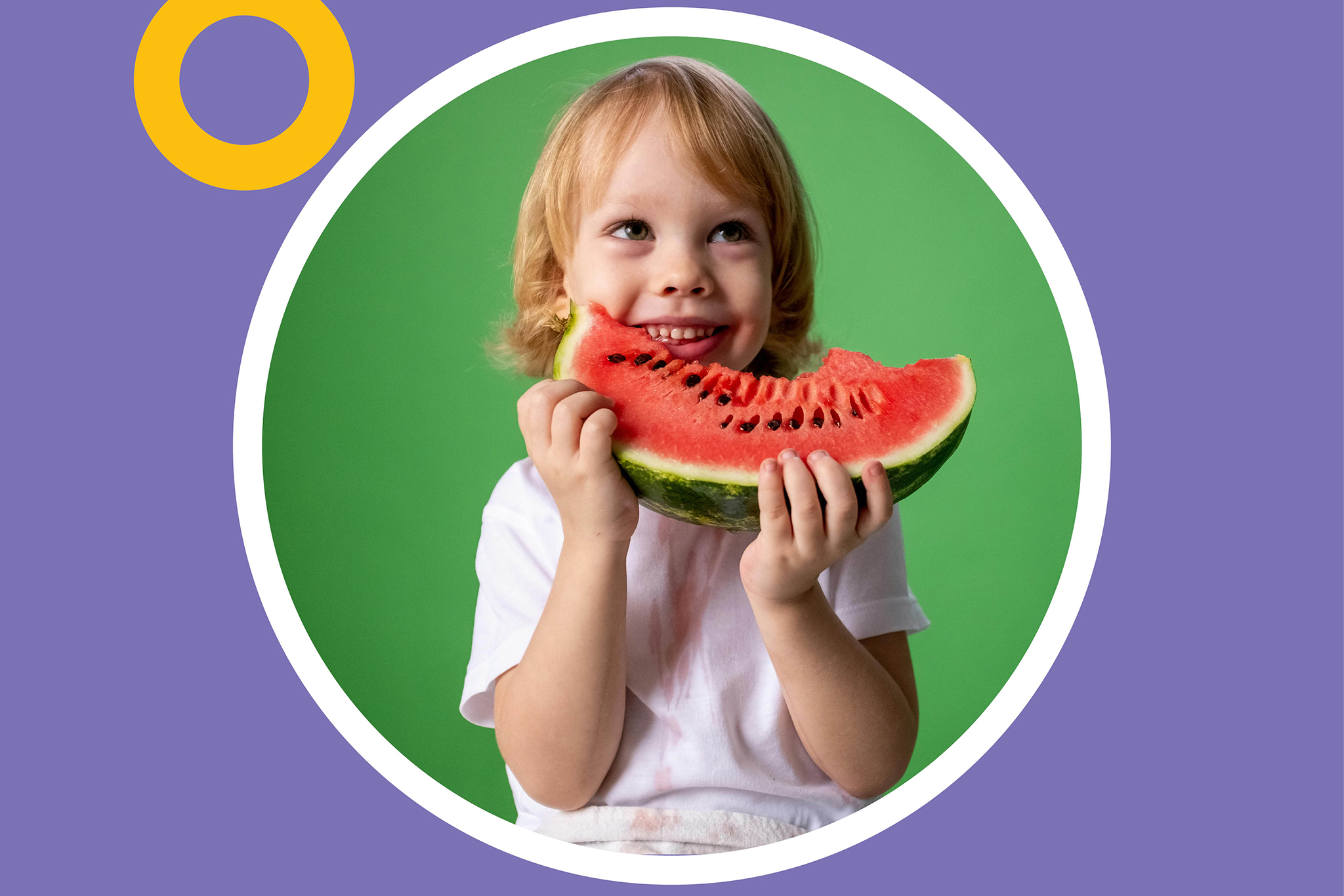 Young girl eating watermelon